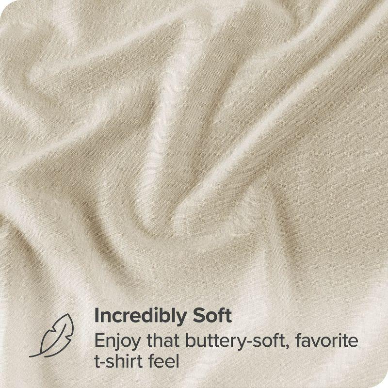 Twin XL Sand Organic Cotton Jersey Fitted Sheet by Bare Home
