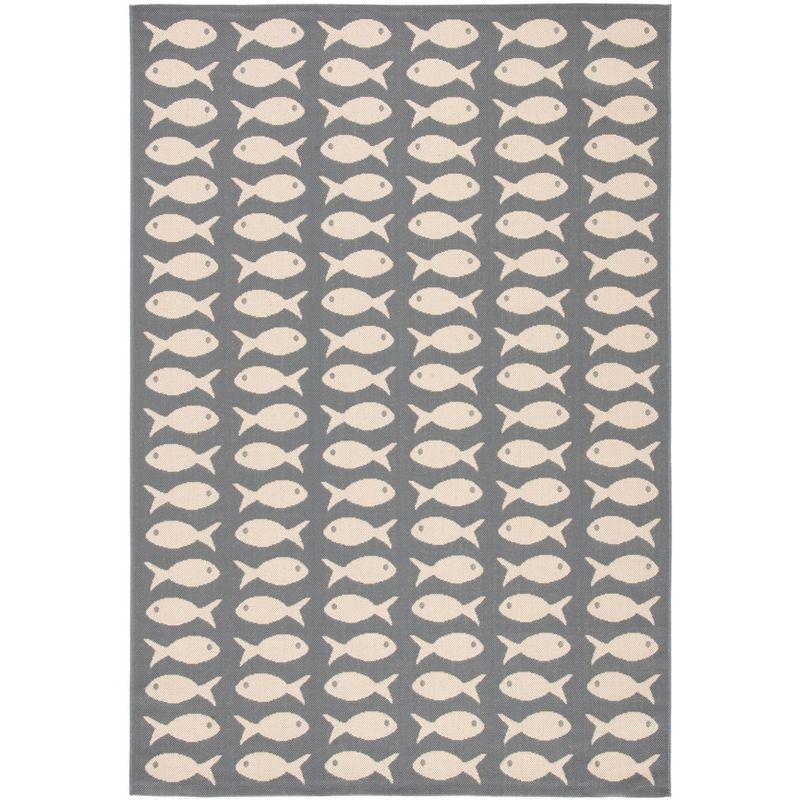 Courtyard CY6013 Power Loomed Indoor and Outdoor Area Rug - Grey/Beige - 6'7"x9'6" - Safavieh