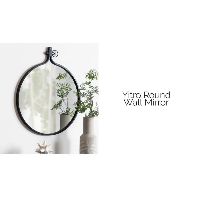 Yitro 36" Round Industrial Bronze Wall Mirror with Rustic Charm