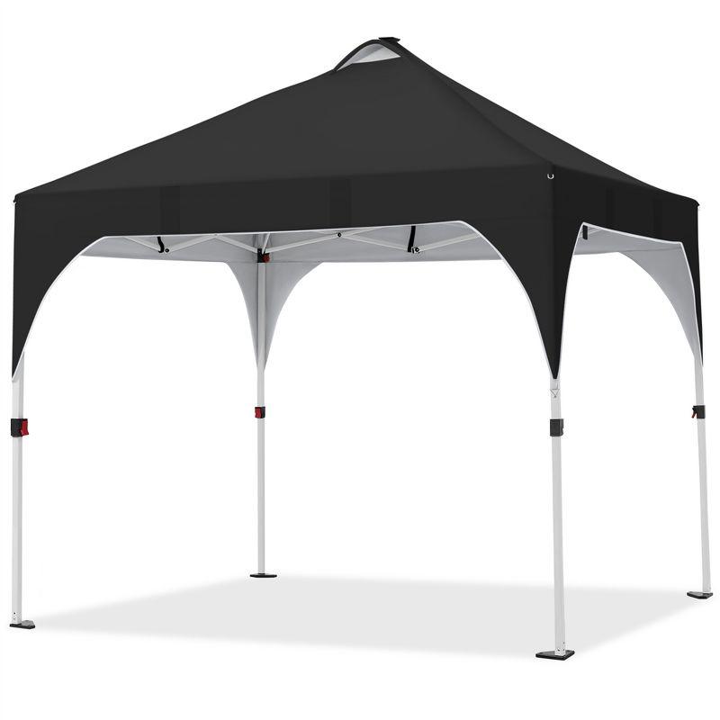 10 ft x 10 ft Black Steel Pop-Up Canopy Tent with LED Lights