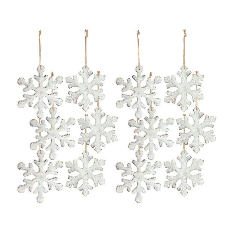 Melrose Wooden Snowflake Ornament (Set of 12)