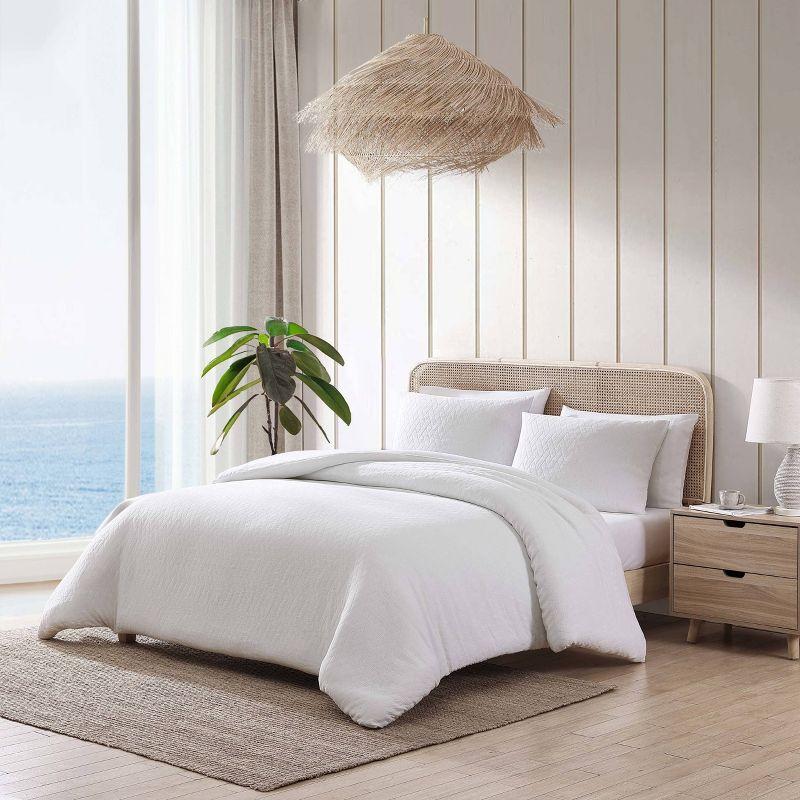 Tommy Bahama Wicker Solid White Duvet Cover Set