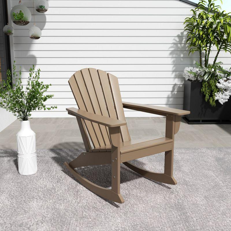 WestinTrends Outdoor Patio Poly Adirondack Rocking Chair Rocker, Weathered Wood