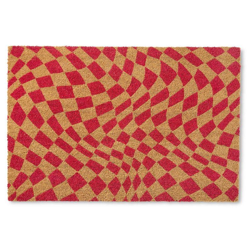 Town & Country Living TOWN & COUNTRY LIVING Emmett Groovy Checkerboard Non-Slip Indoor Outdoor Door Mat