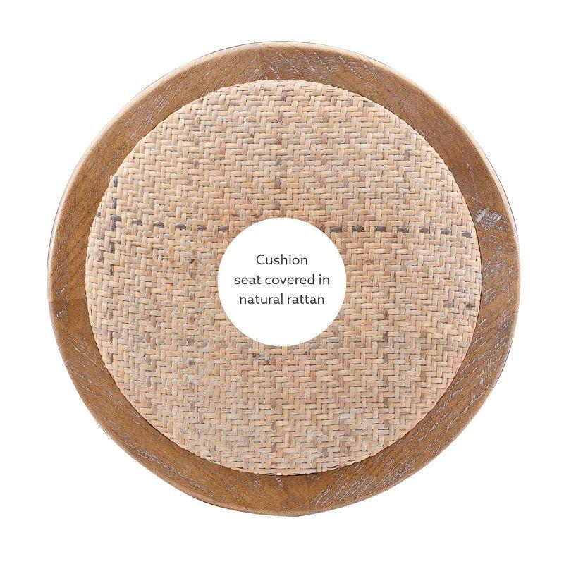 Dovecove Rae Round Rattan Seat Counter Stool with Solid Wood Frame