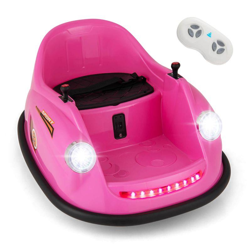 Costway Ride on Bumper Car for Kids with Remote Control 361 Degree Spin LED Light Pink