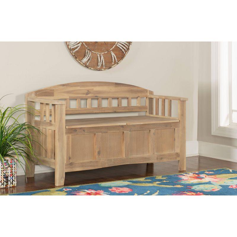 Aria Rustic Natural Wash 52" Split Seat Storage Bench