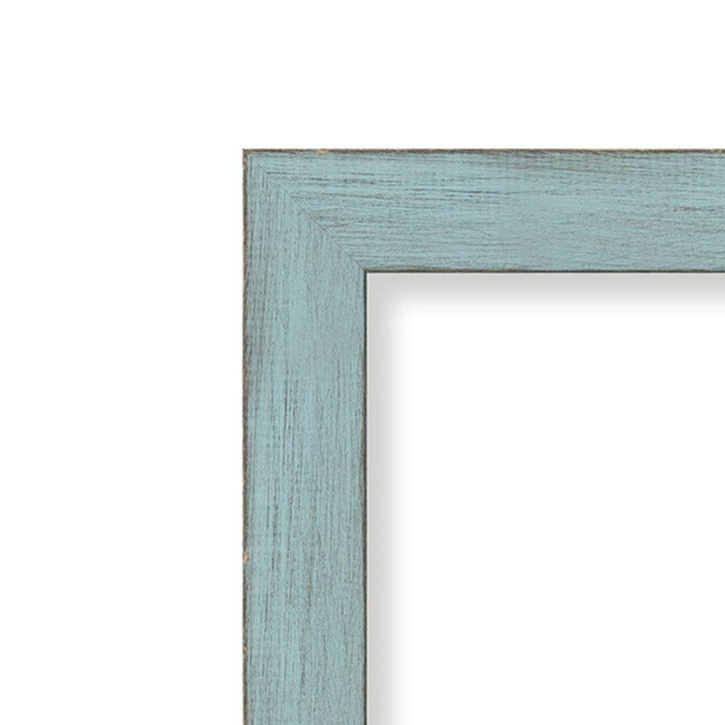 Sky Blue Rustic Wood Rectangular Bathroom Wall Mirror