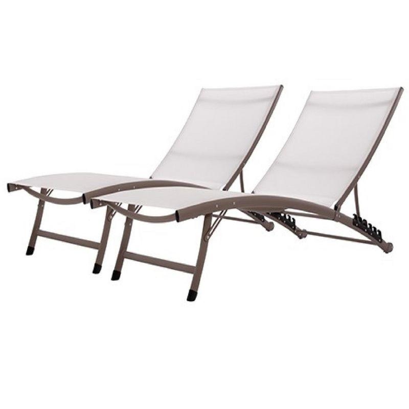 Clearwater 2-Piece White Aluminum Outdoor Chaise Lounge Set