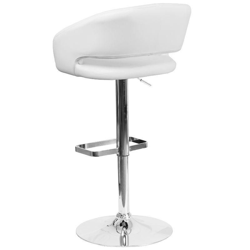 Contemporary White Vinyl Adjustable Swivel Barstool with Chrome Base