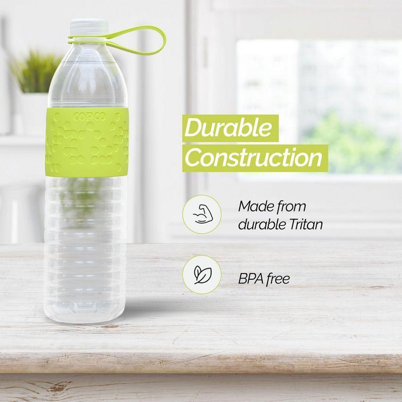 Copco Hydra Sports Water Bottle 20 Ounce Non Slip Sleeve BPA Free Tritan Plastic Reusable - Green 2510-2193