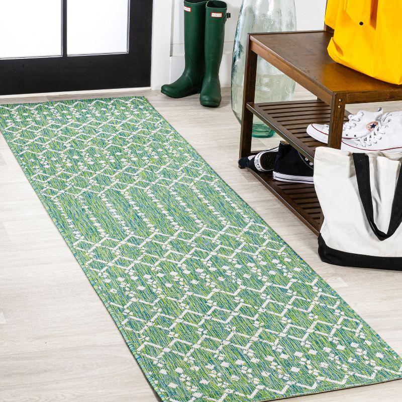 Ourika Moroccan Geometric Textured Weave Indoor/Outdoor Area Rug - JONATHAN Y