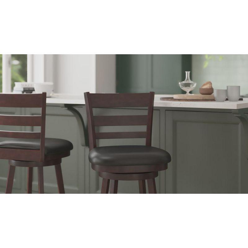 Taylor & Logan 38" Zayne Square Counter Height Barstool Oak: Faux Leather, Swivel Seat, Wood Frame