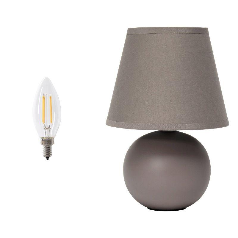 Simple Designs 8.66" Compact Ceramic Globe Table Lamp with Stylish Shade (Includes LED Light Bulb) Gray