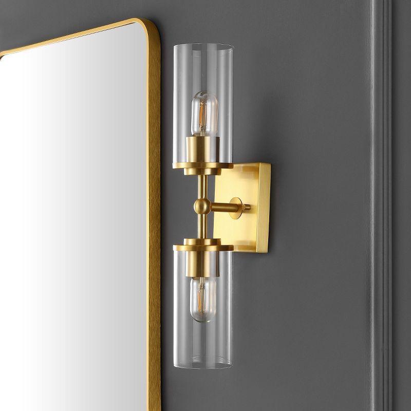 Lolita 2-Light Brass Gold Wall Sconce with Clear Shade