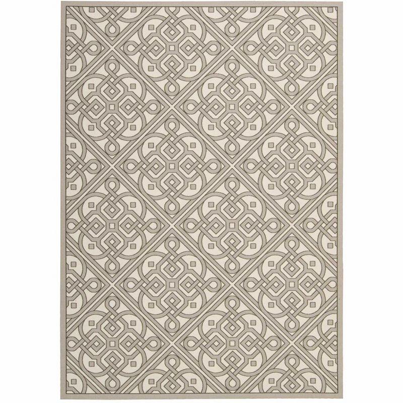 Stone and Ivory Tufted Synthetic Outdoor Area Rug, 8x11