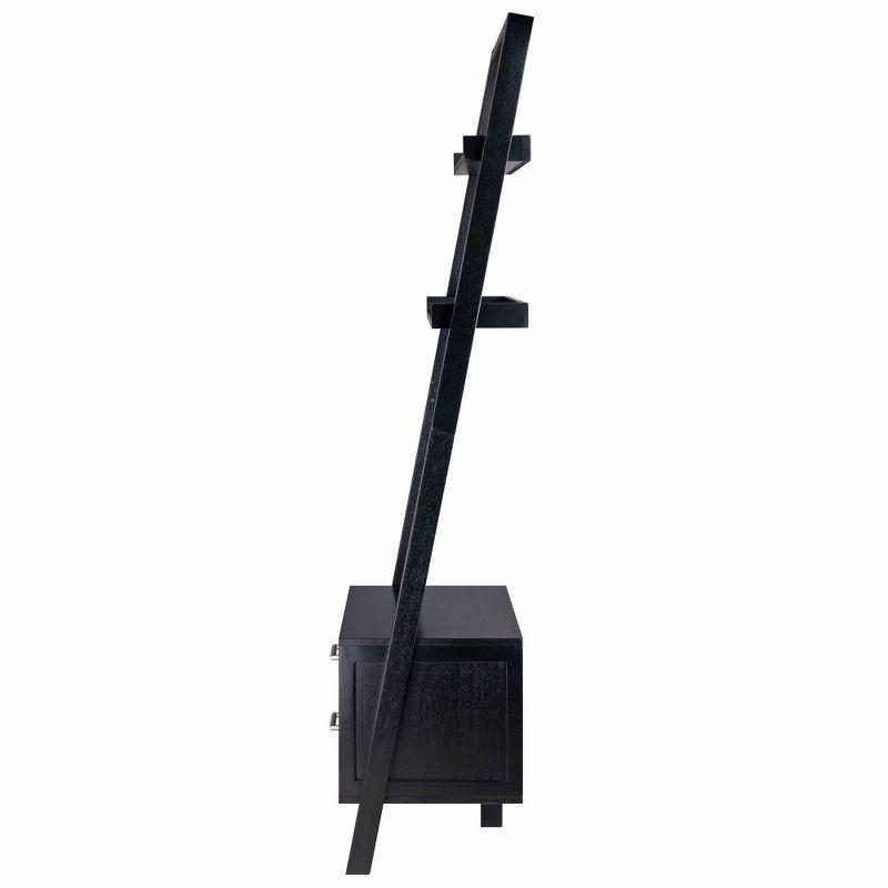 69.36" Bellamy Leaning Shelf with Storage Black - Winsome: Contemporary Design, 2 Drawers & Open Display