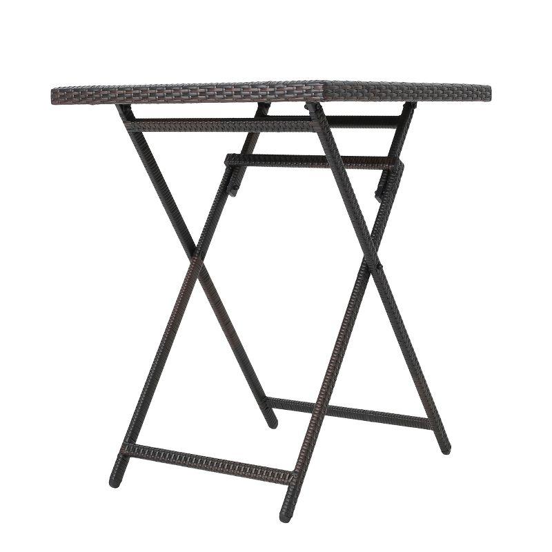 Margarita Square Wicker Bar Table Brown - Christopher Knight Home: Weather-Resistant, Iron Frame Patio Dining