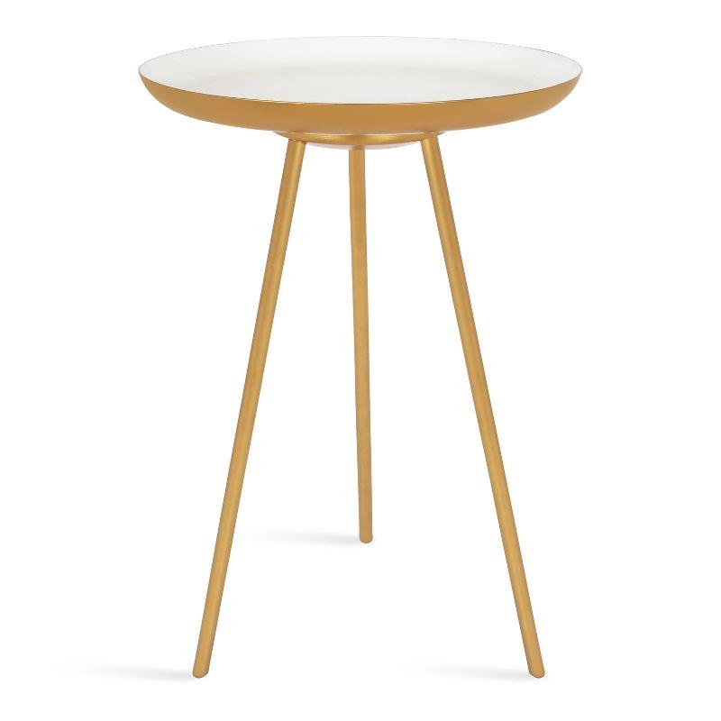 Laranya 18.5" Round White and Gold Metal Side Table