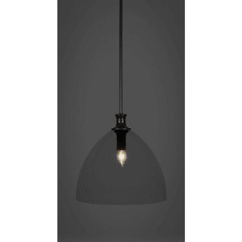 Carina Matte Black 20" Pendant with Clear Ribbed Glass