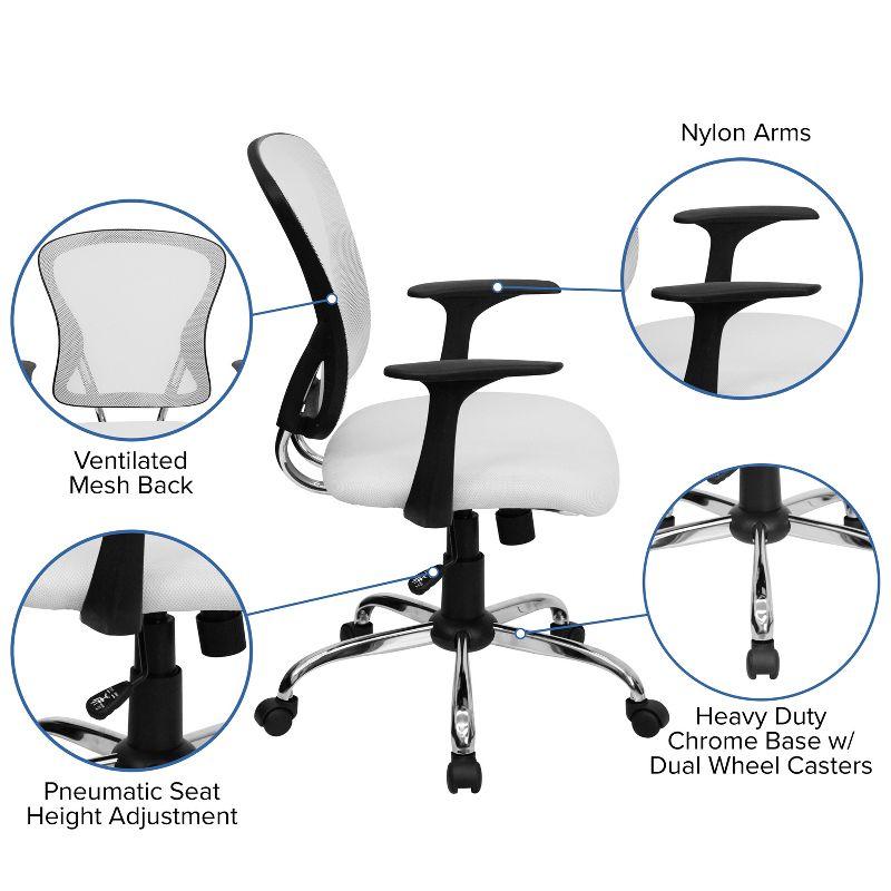Flash Furniture Mid-Back Mesh Swivel Task Office Chair with Chrome Base and Arms