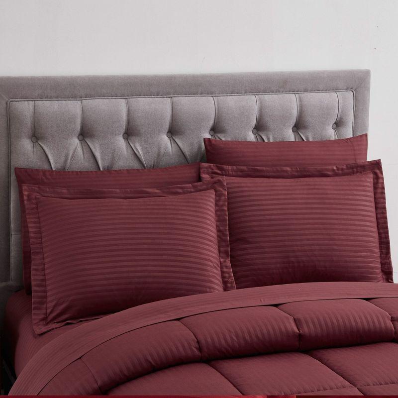 Sweet Home Collection Dobby Stripe Embossed Bed In a Bag Comforter Set