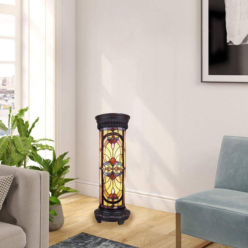 Chloe Lighting Ruby Spectacle Tiffany-Glass 2 Light Victorian Pedestal Light Fixture 30" Tall