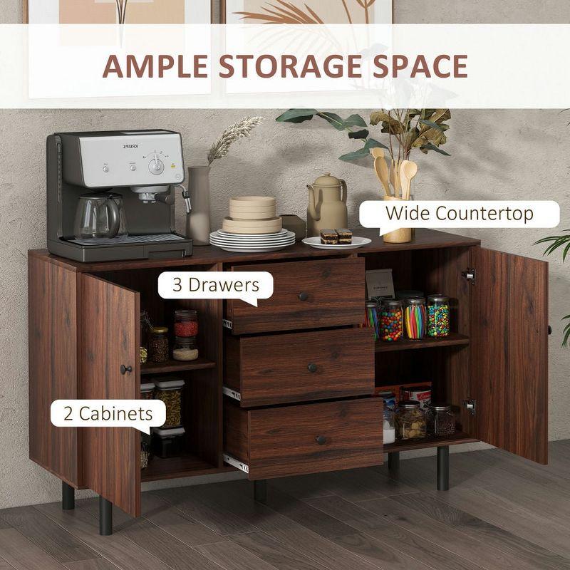 Latitude Run® HOMCOM Sideboard Buffet Cabinet, Kitchen Cabinet with 2 Cupboards, 3 Drawers and Adjustable Shelves, Coffee Bar Cabinet for Living Room, Entryway, Rustic Brown