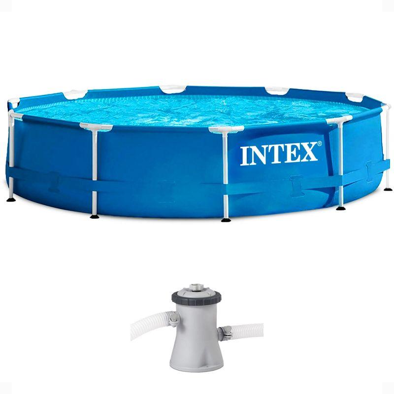 Intex Intex Metal Frame Round Above Ground Swimming Pool w/Pump