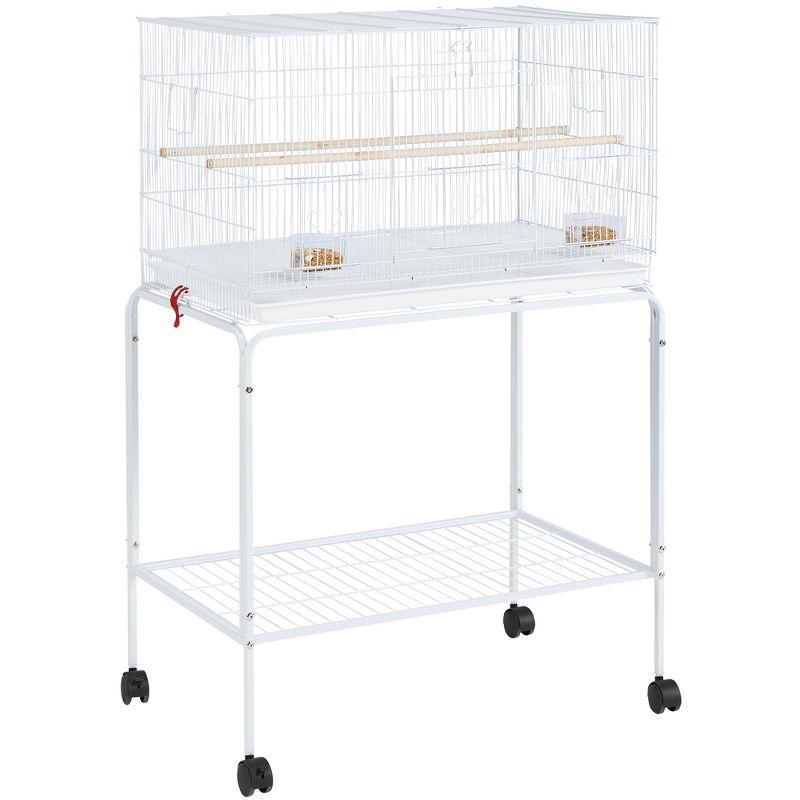 Yaheetech Metal Bird Cage with Rolling Stand for Small Birds Parrots Parakeets Conures White