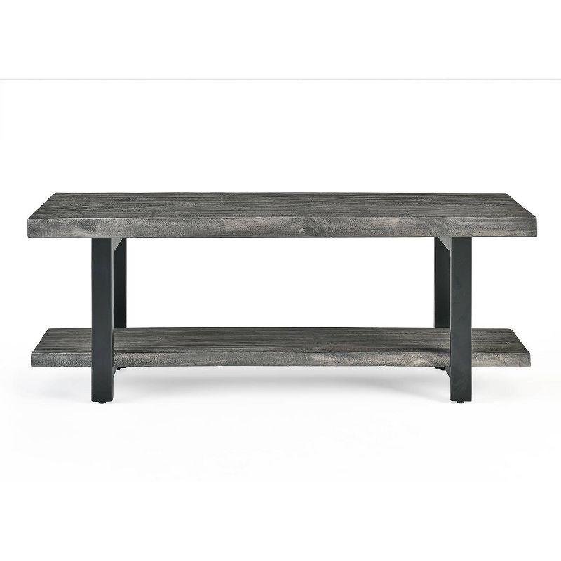 Pomona Slate Gray Metal and Reclaimed Wood Bench