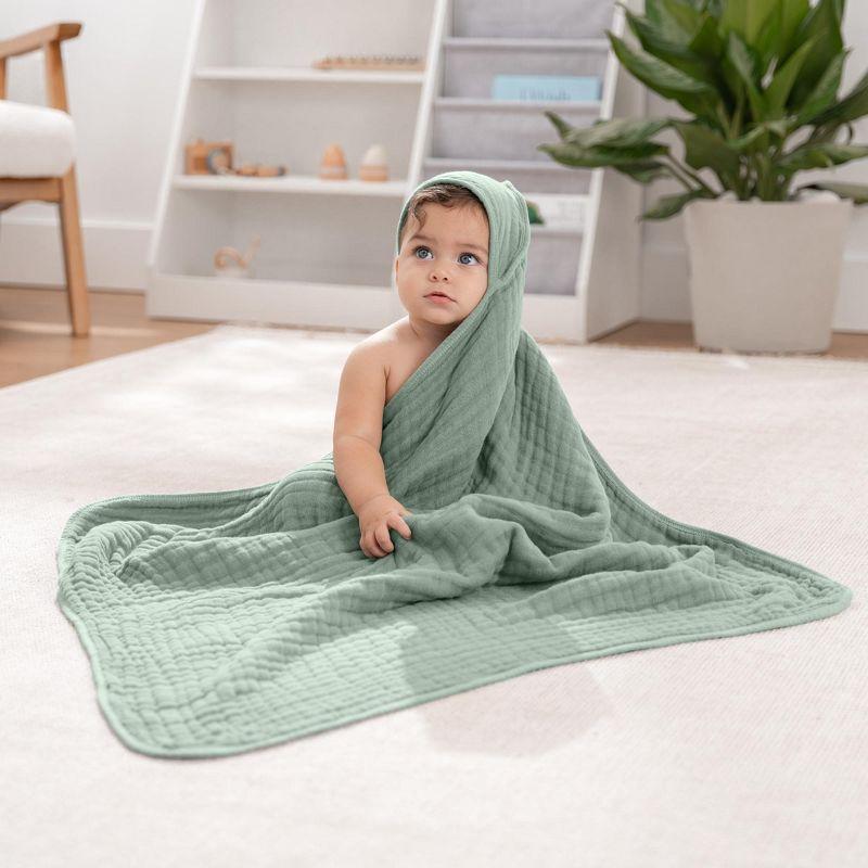 Comfy Cubs Comfy Cubs Hooded Baby Towel 2-Pack, Large 32 x 32 Inch - 6 Layer 100% Muslin Cotton - Soft & Absorbent Baby Bath Towels (Set of 2)