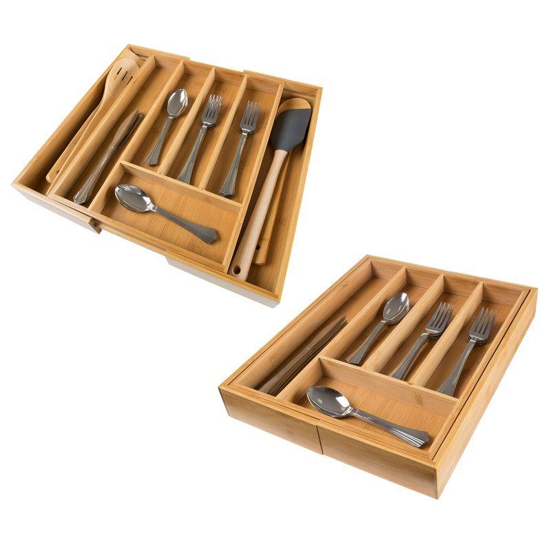 Hastings Home Bamboo Expandable Drawer Organizer and Divider for Kitchen Flatware, Utensils, and Cutlery