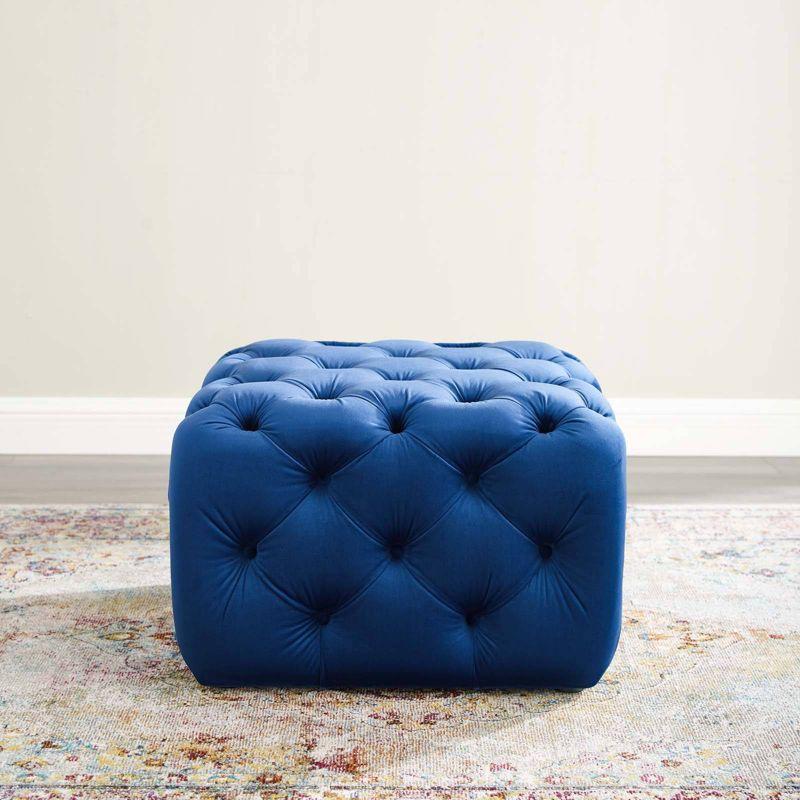 Amour Tufted Button Square Performance Velvet Ottoman - Modway