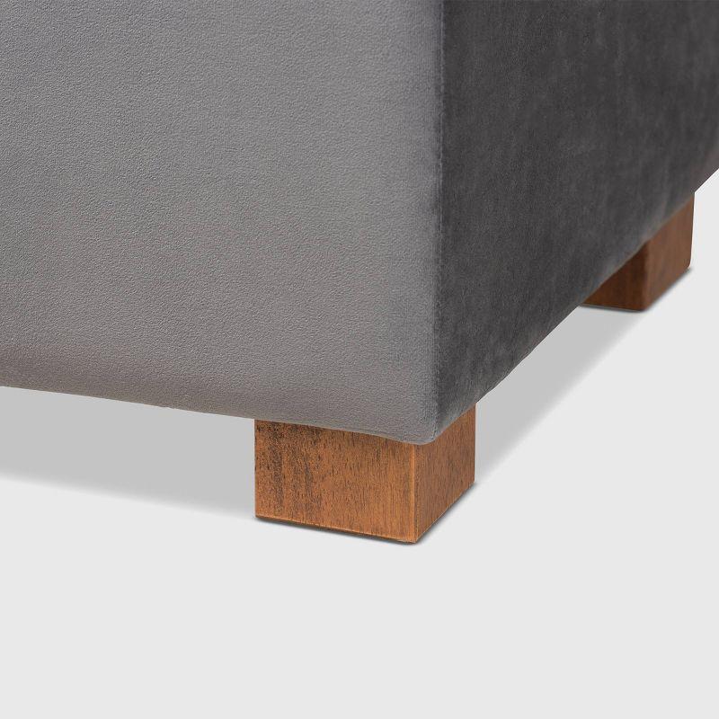 Roanoke Velvet Upholstered Grid Tufted Storage Ottoman Bench - Baxton Studio