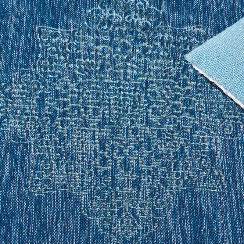 Courtyard CY8232 Power Loomed Indoor/Outdoor Area Rug - Navy/Ivory - 6'7"x6'7" - Safavieh.