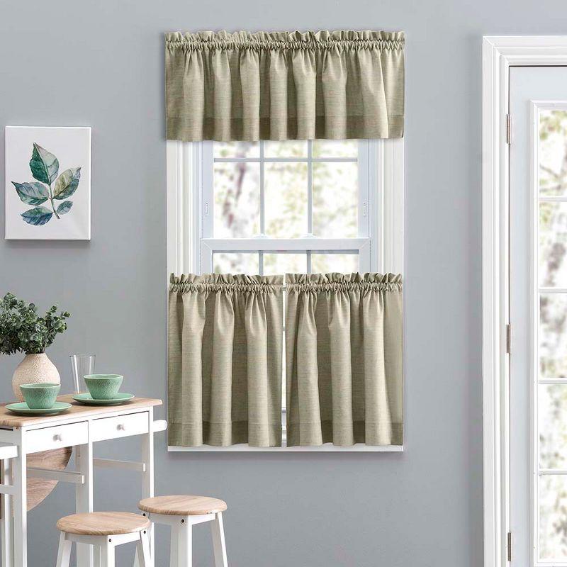 Ellis Curtain Lisa Solid Poly Cotton Duck Fabric Tailored Tiers for Living Rooms and Dining Rooms, Mist