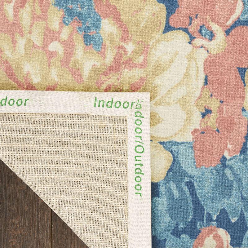 Waverly Floral Blue Outdoor Area Rug