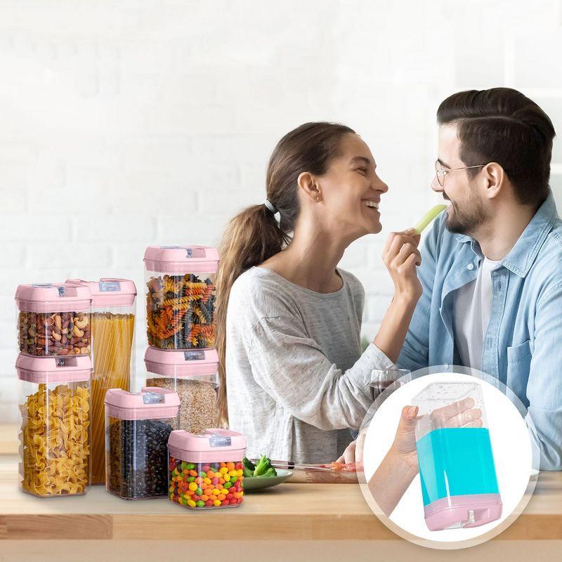 Cheer Collection Airtight Food Storage Containers, Set of 7 (Pink)