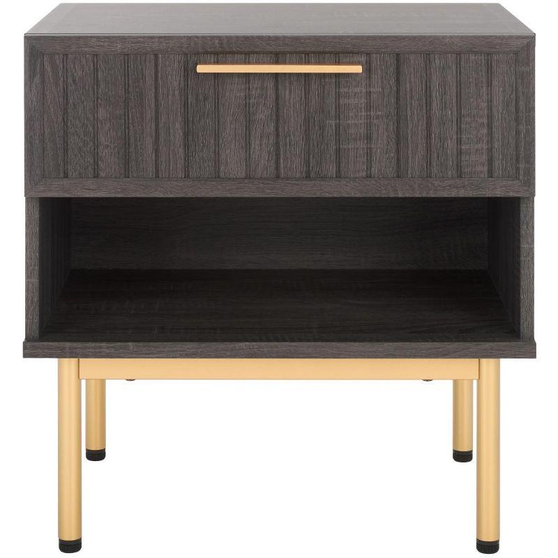 Axelle 1 Drawer Nightstand - NST9607 - Distressed Black/Gold - Safavieh