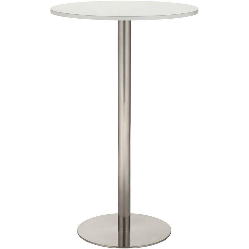 Contemporary White MDF and Silver Round Bar Table