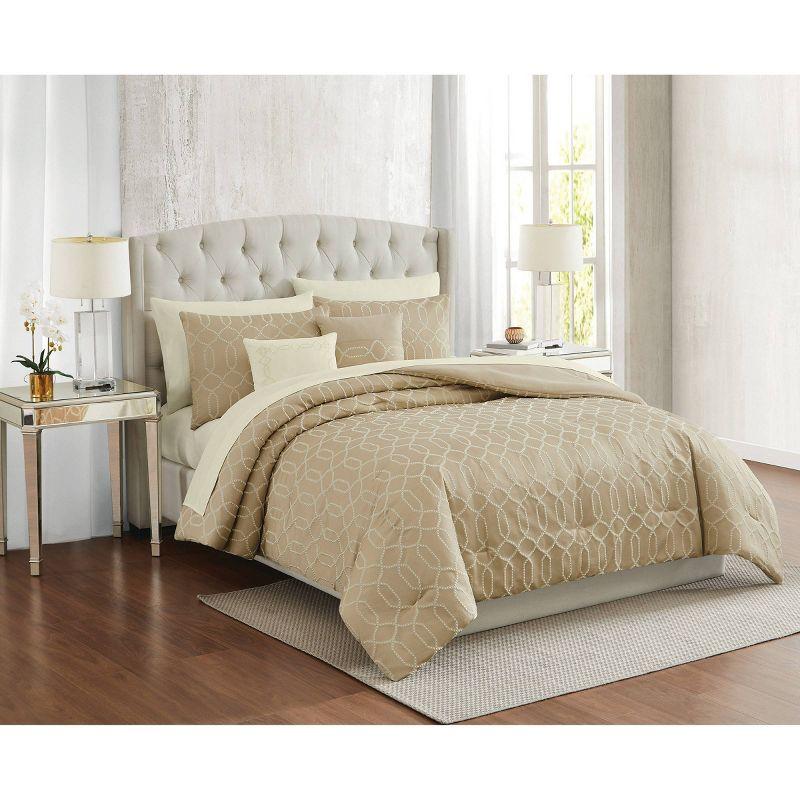 5th Avenue Lux 9pc Victoria Geo Comforter Set Gold