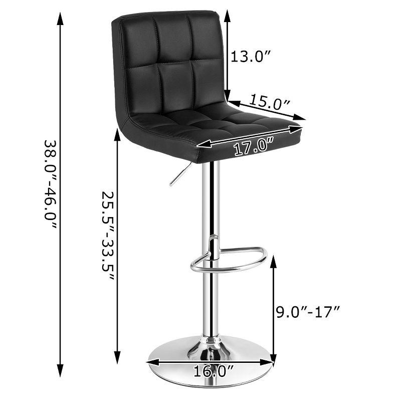 Costway Set of 2 Bar Stools PU Leather Adjustable Barstool Swivel Pub Chairs Black Full Back
