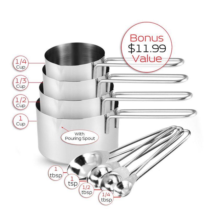 JoyTable Stainless Steel 14-Piece Mixing Bowl Set with Measuring Cups