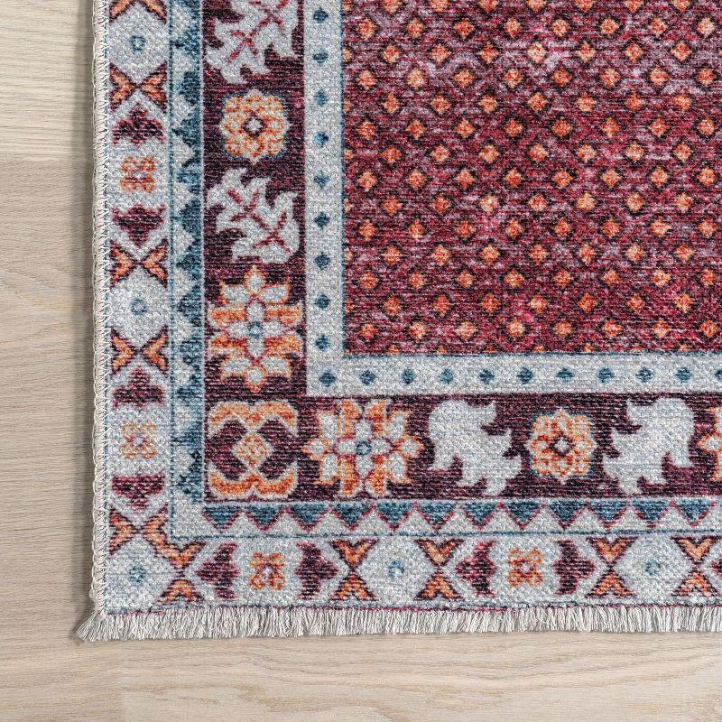 Nuloom Baitadi Geometric Machine Washable Area Rug, 4' x 6', Burgundy