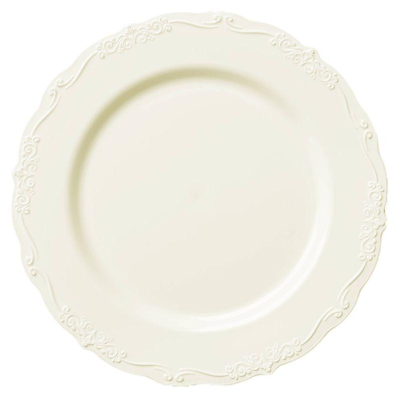 Posh Setting 60 Piece Cream Round Plastic Dinnerware Value Set - Casual