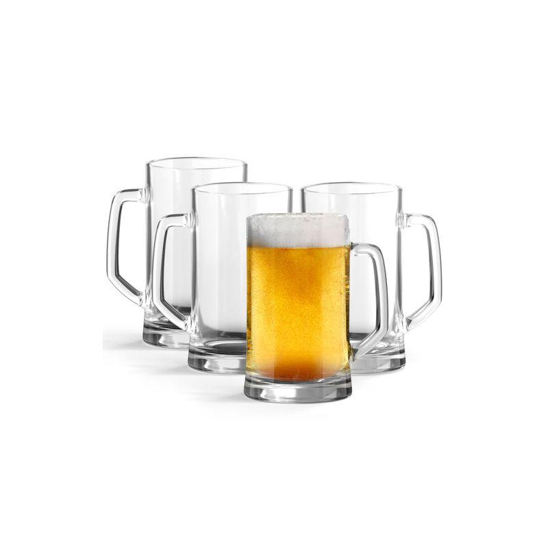 Kook Glass Mugs, 12.7 oz, Clear, Set of 4