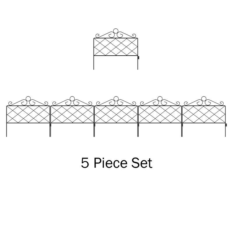 Nature Spring Decorative Metal Garden Fencing for Edging Flower Beds and Landscaping- Black, Set of 5