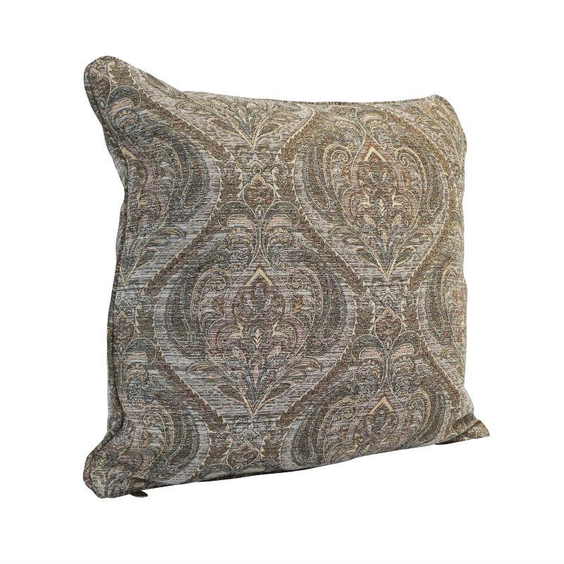 25-Inch Grey Damask Jacquard Chenille Square Floor Pillow