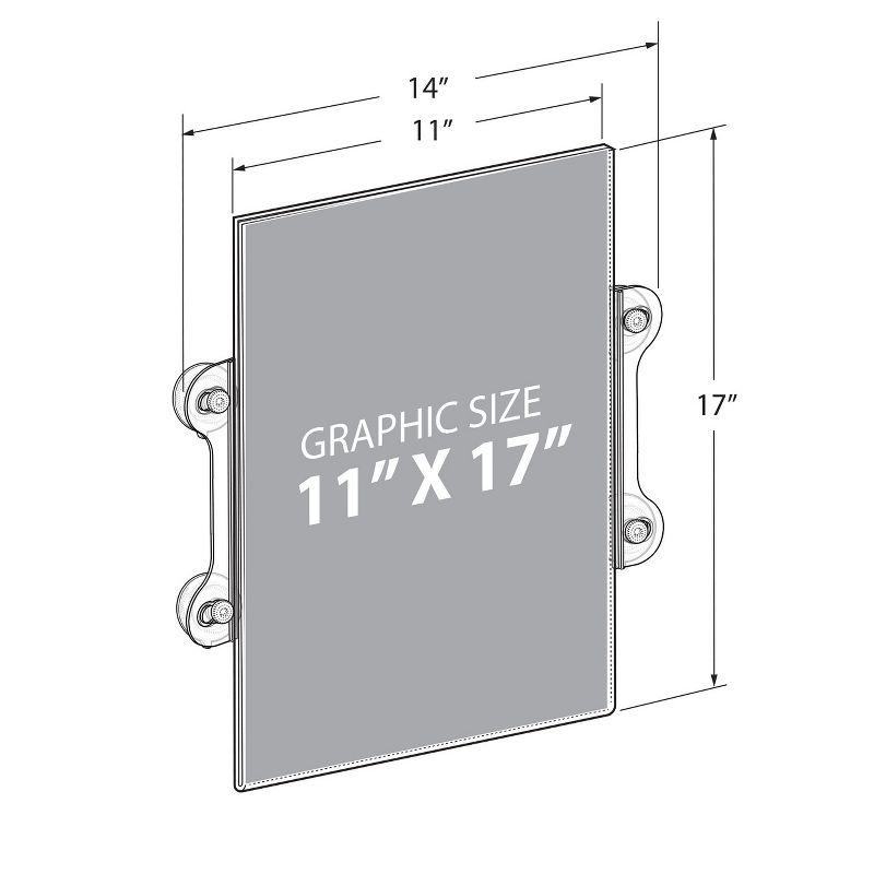 Azar Displays Clear Acrylic Window/Door Sign Holder Frame with Suction Cups 11"W x 17''H, 2-Pack